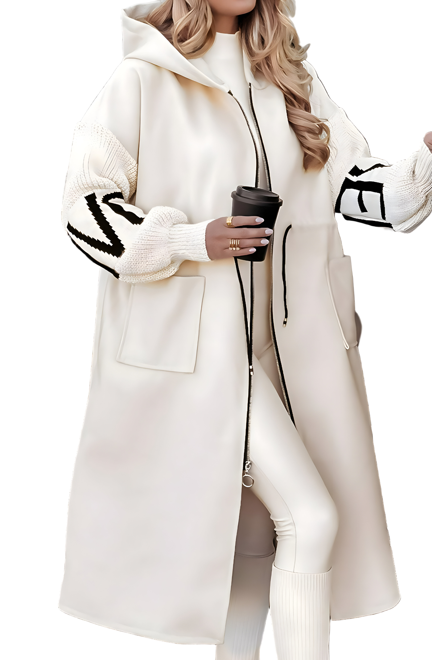 MARISELLE | Hooded Jacket with Knitted Sleeves