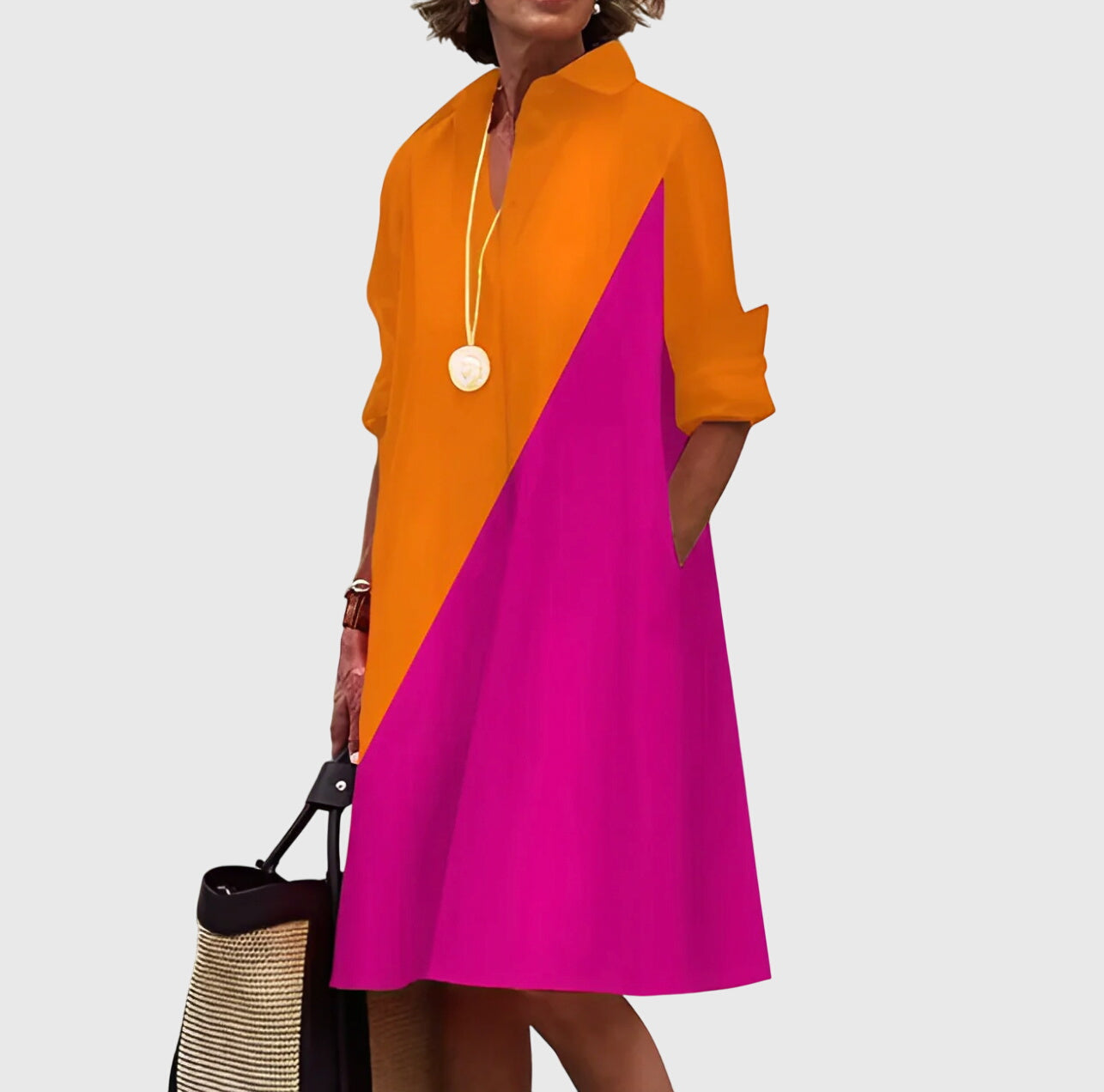 Carole - Women's midi dress with a flowing cut and effortless comfort