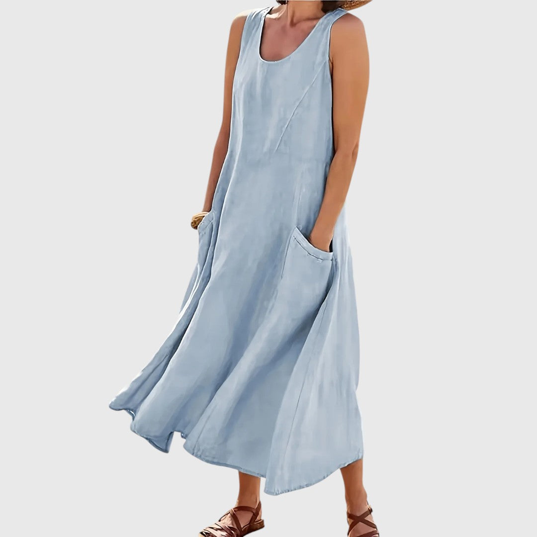 Shaun - Casual Sleeveless Dress with Pockets