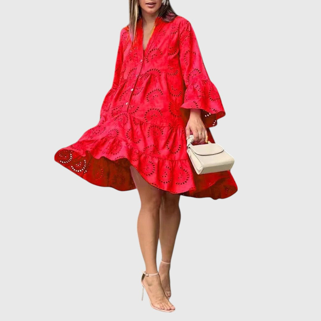 Milou – Embroidered Tiered Mini Dress