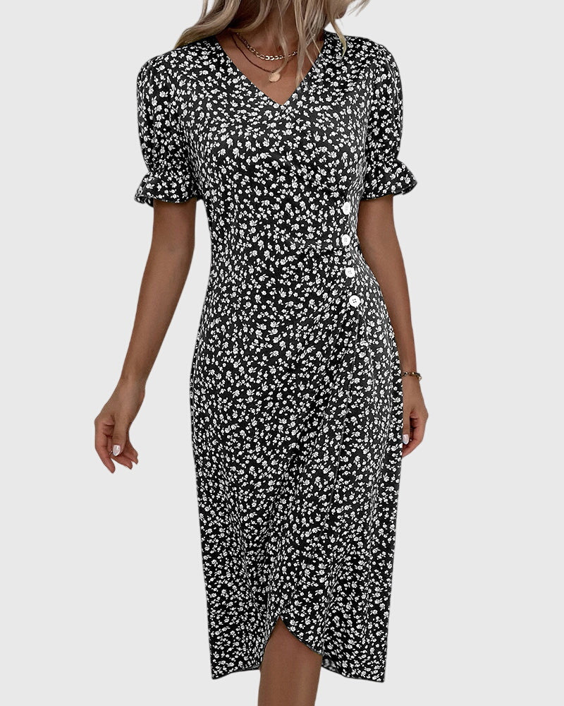 Barbara - Fresh Bloom V-Neck Dress