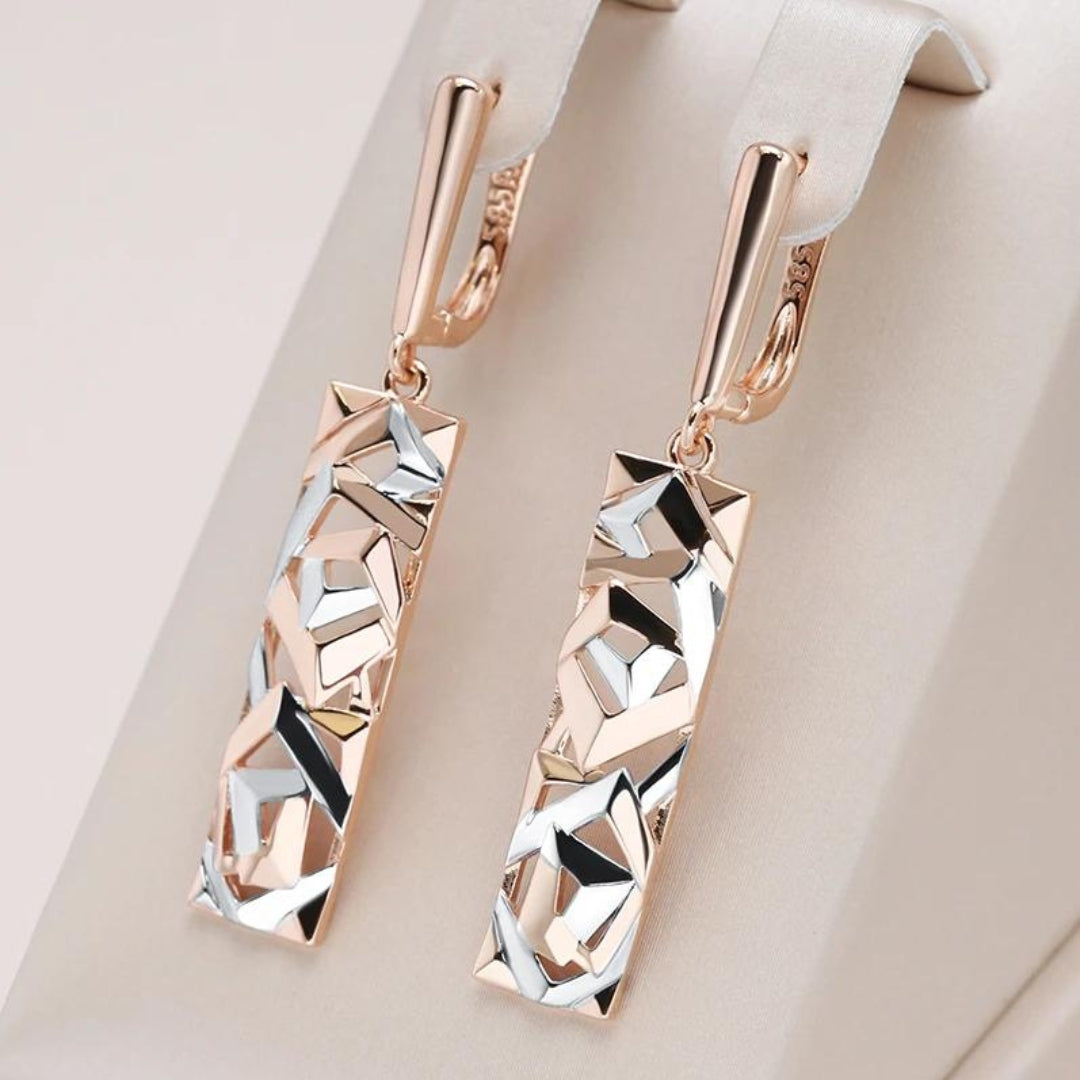 Gold and Silver Rectangular Earrings