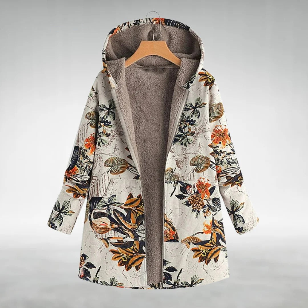 Fleural | Chic Floral Pattern Fleece Jacket