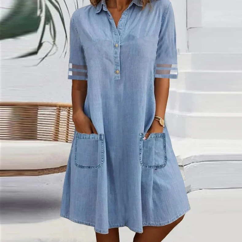 Serelina - Denim Mini Dress with Side Pockets