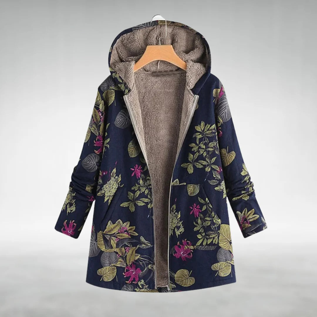 Fleural | Chic Floral Pattern Fleece Jacket