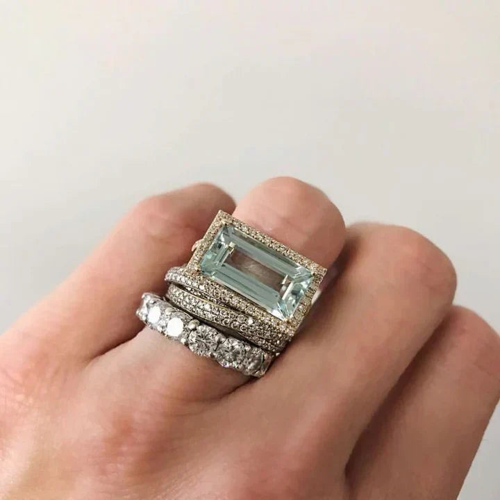 Set of Turquoise Glass Rings