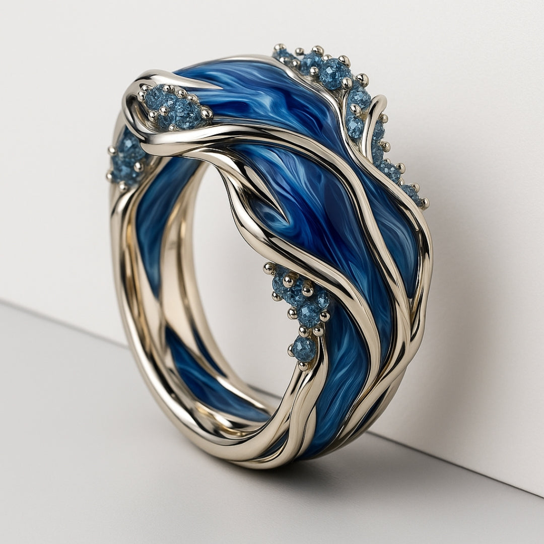 Radiant Ocean Wave Gold Ring