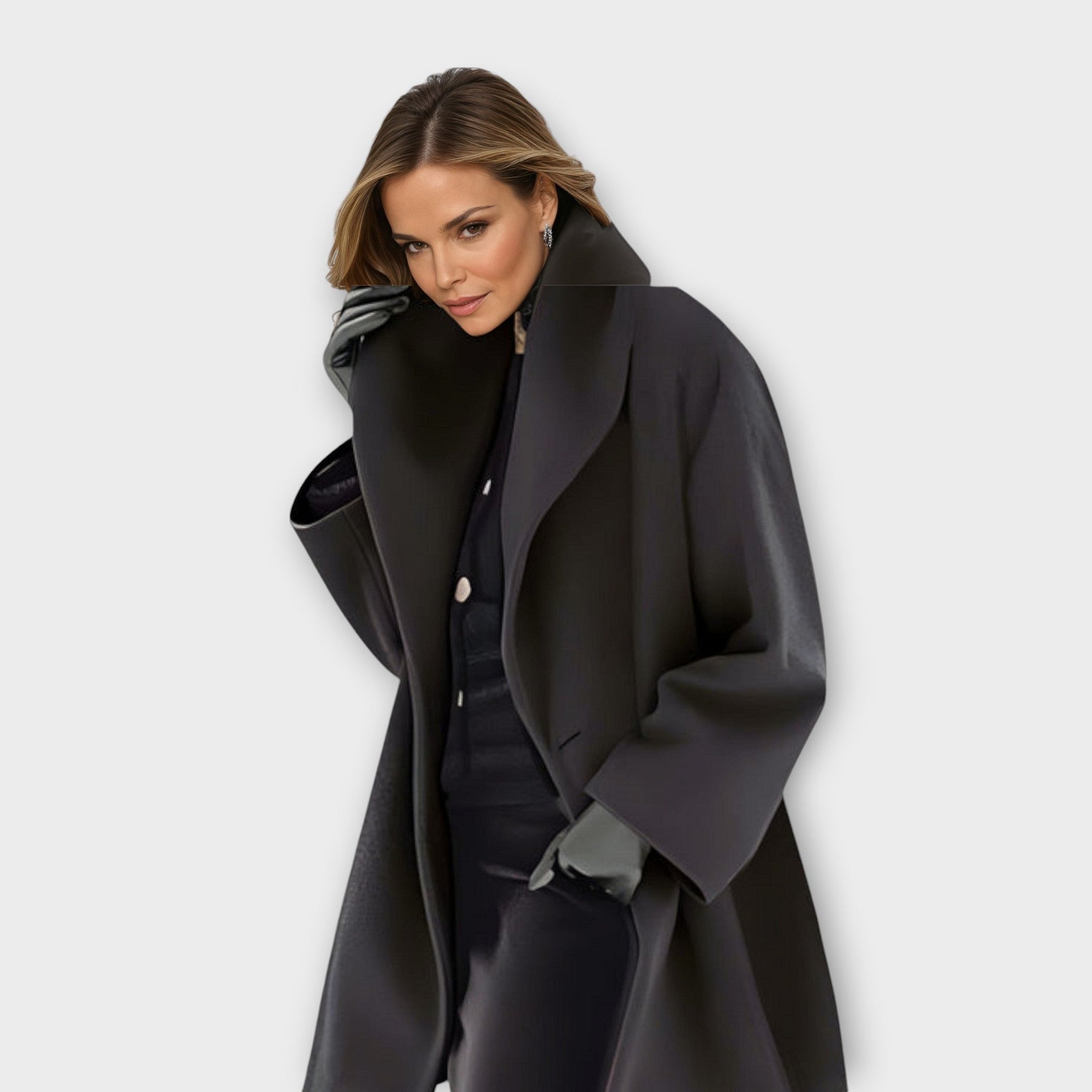 LAORA | Elegant Windproof Wool Overcoat