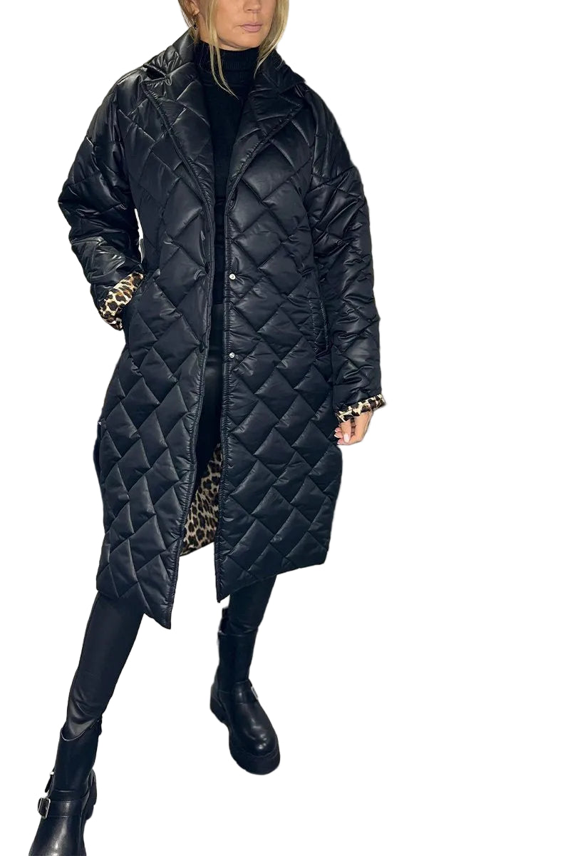 Ofira – Dual-Sided Padded Coat Featuring Leopard Lining